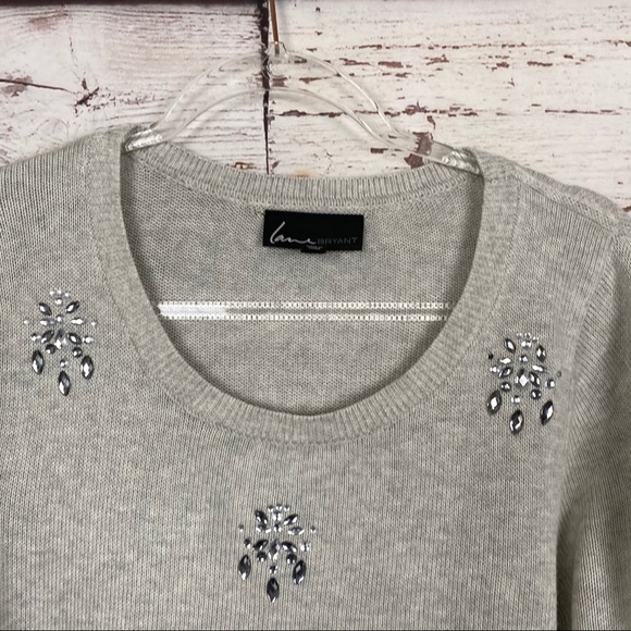 Lane Bryant Light Gray Crystal Detail Sweater - Picture 6 of 15